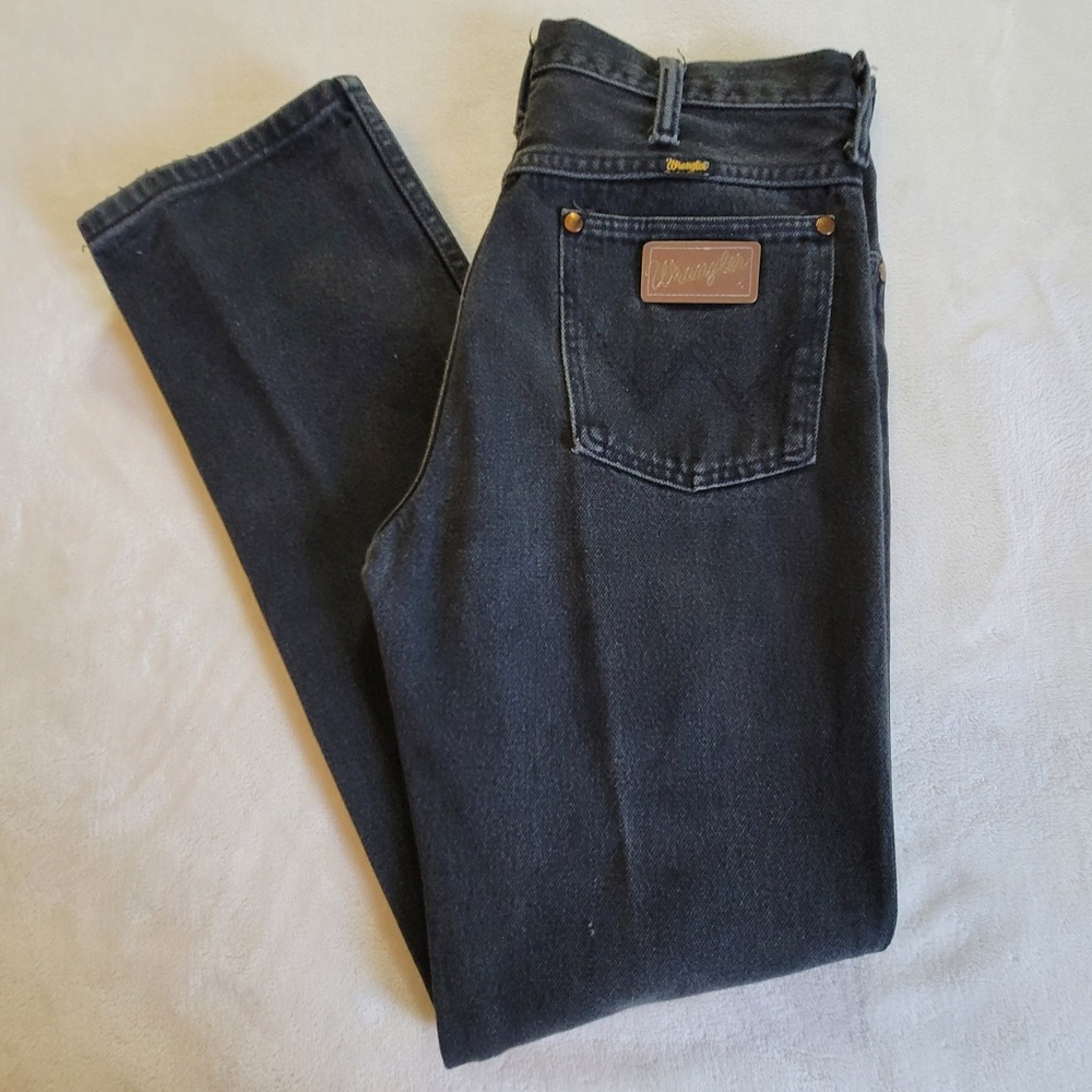 Wrangler Cowboy Cut Jeans Mens 31x30 Faded Black Slim Straight Made in USA